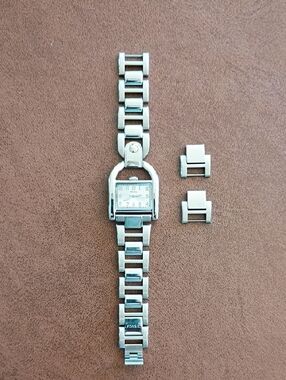 Fossil Hartwell Silver-Tone Link Bracelet Watch with Square Face